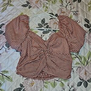 Lily Star burnt orange gingham crop top